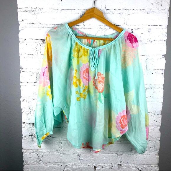 Farm Rio Floral Basel Peasant Blouse - Picture 1 of 4